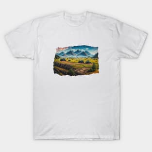 Tractor Truck Vintage Landscape Road Farmer Agriculture Trucking T-Shirt